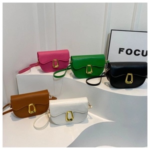 Chic semi-circle saddle bags in pink green black brown and white with gold buckle