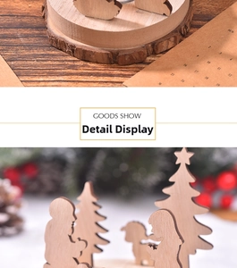 Détail du bougeoir de Noël en bois avec des silhouettes festives découpées au laser