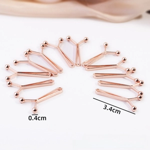 Rose gold U-shaped metal scarf clips with beads measuring 3.4cm by 0.4cm dimensions