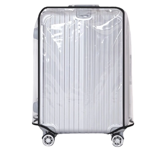 Clear thickened PVC suitcase protector cover with black reinforced edges for luggage