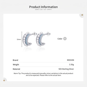 Boucles d'oreilles créoles en argent S925 avec perles, turquoise et oxydes de zirconium