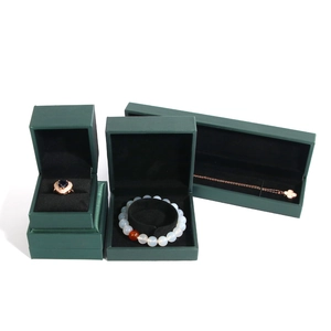 Luxury dark green jewelry box set including ring, bracelet and necklace cases