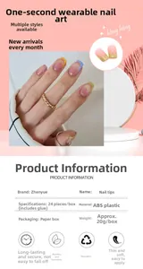 Detail of 24pcs colorful French press on nails with ABS material and glue included