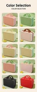 Color selection of 14-inch mini hardshell travel suitcases and cosmetic cases