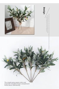 Realistic faux olive branches with green leaves and fruits for home and wedding decor