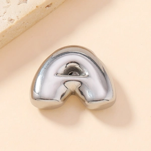 Silver stainless steel bubble initial A pendant with a polished finish for DIY necklaces