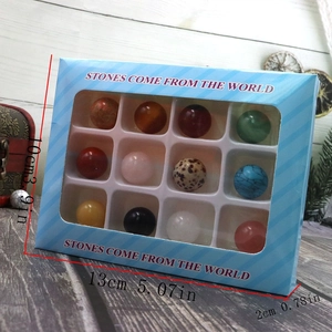 12pcs Natural Crystal Stone Specimens Gift Box with Polished Mineral Spheres for Kids Education