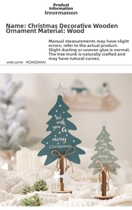 Blauer Weihnachtsbaum aus Holz mit weißem Stern und festlichem Text als Tischdeko