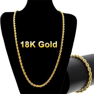 Gold Plated Iron Rope Chain Necklace Twisted Minimalist Hip Hop Style For Men And Women