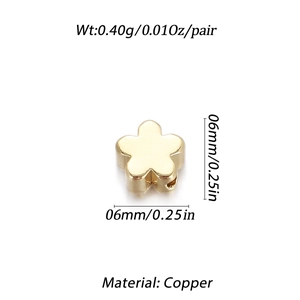 Macro shot of 18K gold plated copper flower pendant showing dimensions and material details