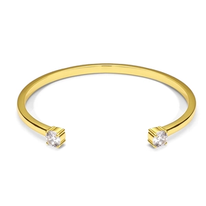 Minimalist 18K Gold Plated Copper Open Bangle Bracelet For Women Geometric Chic Adjustable Cuff With Zirconia Inlay Jewelry