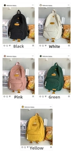 Detailed view of cute duck corduroy backpack shown in five vibrant pastel color options