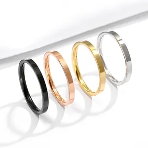Minimalist Polished Titanium Steel Band Rings Smooth Plain Surface Stainless Steel Jewelry For Couples Men Women