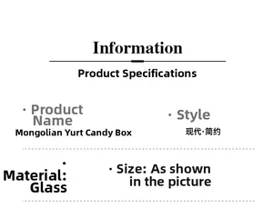Detailed specification chart showing material and size for glass storage jar