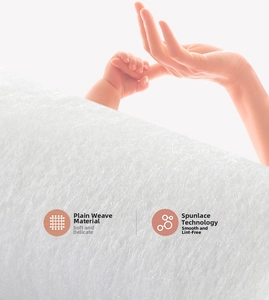 Macro detail of soft spunlace non-woven baby wipes with smooth lint-free plain weave texture