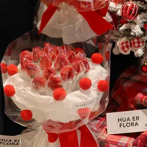 Flower Wrapping Paper Cellophane Waterproof Transparent Film For DIY Strawberry Bouquet Christmas Gift Packaging Decoration