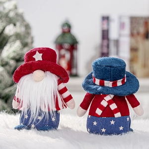 Patriotic USA Independence Day Gnomes plush dolls with red white and blue festive patterns