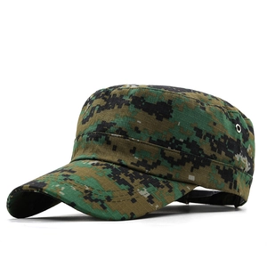 Army style digital camouflage flat top cap with breathable side vents for outdoor use