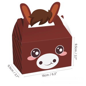 Cartoon donkey party gift box made of paper, dimensions 16cm x 9.5cm x 9.5cm