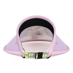 Kids UV open top sun hat with cartoon bunny and adjustable elastic back strap