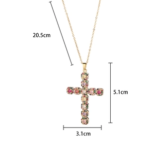Detailed size specifications for the gold zircon cross pendant necklace with measurements