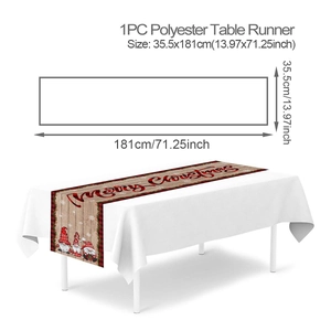 Tabella taglie dettagliata per runner natalizio con motivo gnomo in legno 35,5x181 cm