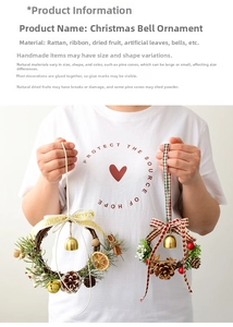 Detail of handmade Christmas bell ornaments featuring natural pine cones and ribbons