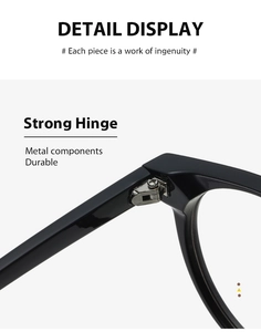 Detail view of strong metal hinge and durable glossy black frame of polarized sunglasses