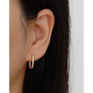 Luxurious S925 silver gold-plated pave cubic zirconia hoop earrings for a minimalist look