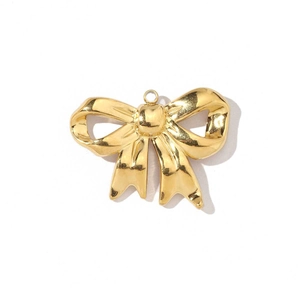 Elegant gold bow pendant made of polished stainless steel for DIY jewelry making