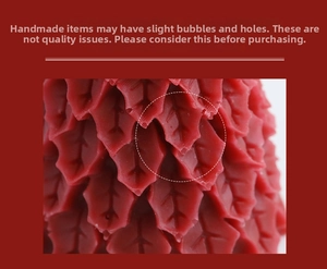 Macro detail of handmade Christmas tree candle texture with natural bubble characteristics