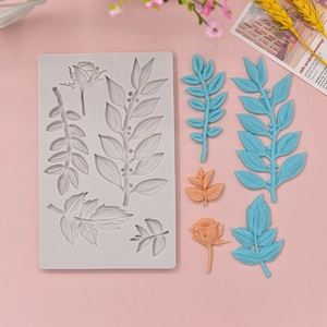 Rose Flower And Branch Vine Leaves Silicone Mold For DIY Baking Fondant Cake Decoration Handmade Soap Chocolate Crafting