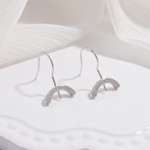 Gancio per orecchini a semicerchio in argento S925 con cristalli e perno perla