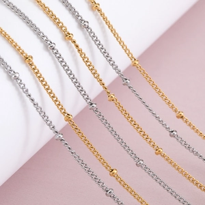 Stainless Steel Ball Bead Chain Necklace Base With Lobster Clasp And Extension Chain For DIY Jewelry Making Fashion Accessory