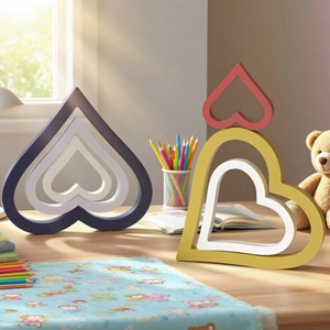 Décorations de cœur en bois emboîtables multicolores pour orner les bureaux de maison