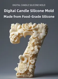 Detailed relief of number 7 candle mold featuring intricate floral pattern carvings