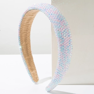 Luxe high-top sponge headband with colorful rhinestones and non-slip fabric lining
