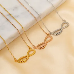 Collier Pendentif Infini Maman Acier Inoxydable Plaqué Or 18K Chaîne Clavicule Bijoux Mode Cadeau Anniversaire Pour Mère