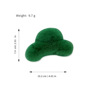 Green fluffy faux rabbit fur hair claw clip for women, size 10.2 cm by 7.4 cm