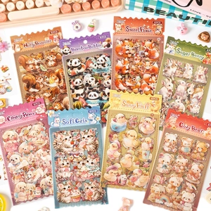 Cute Cartoon Animal PET Stickers Waterproof Decorative Decals For DIY Journal Scrapbooking Phone Case Decor Stationery Gift
