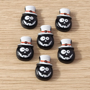 Cartoon Halloween black ghost charms with top hats for DIY phone case accessories
