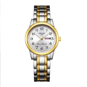 Montre à quartz étanche bicolore ultra-mince avec affichage du jour et de la date