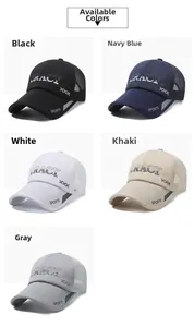 Détail du tissu en maille respirante sur les casquettes de sport en cinq couleurs d'été