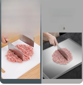 Detailed comparison between non-slip white PE plastic cutting board and stainless steel board