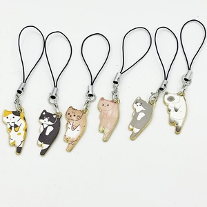 Cute Cartoon Cat Pendant Keychain Alloy Enamel Animal Phone Charm For Bag Backpack Wallet Decoration Novelty Gift