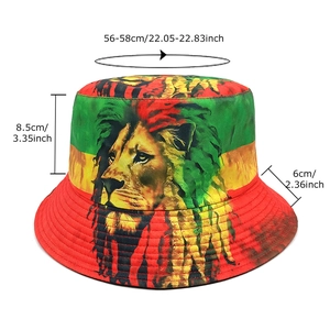 Reggae-Anglerhut mit Löwenprint in Rot Gelb Grün für den Sonnenschutz im Freien