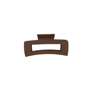 Matte dark brown rectangular hair claw clip for women with a minimalist Korean design