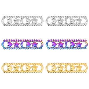 Pendant Connector Stainless Steel Heart Star Moon Beaded Border Hollow Bar For DIY Jewelry Making Accessories