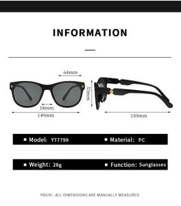 Detailed size specifications and measurements for oval PC fashion sunglasses