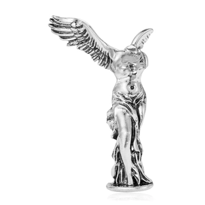 Silver vintage Nike of Samothrace goddess brooch in winged victory sculpture style